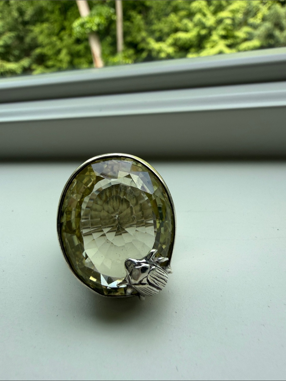 Sterling Silver Green Quartz Statement Ring